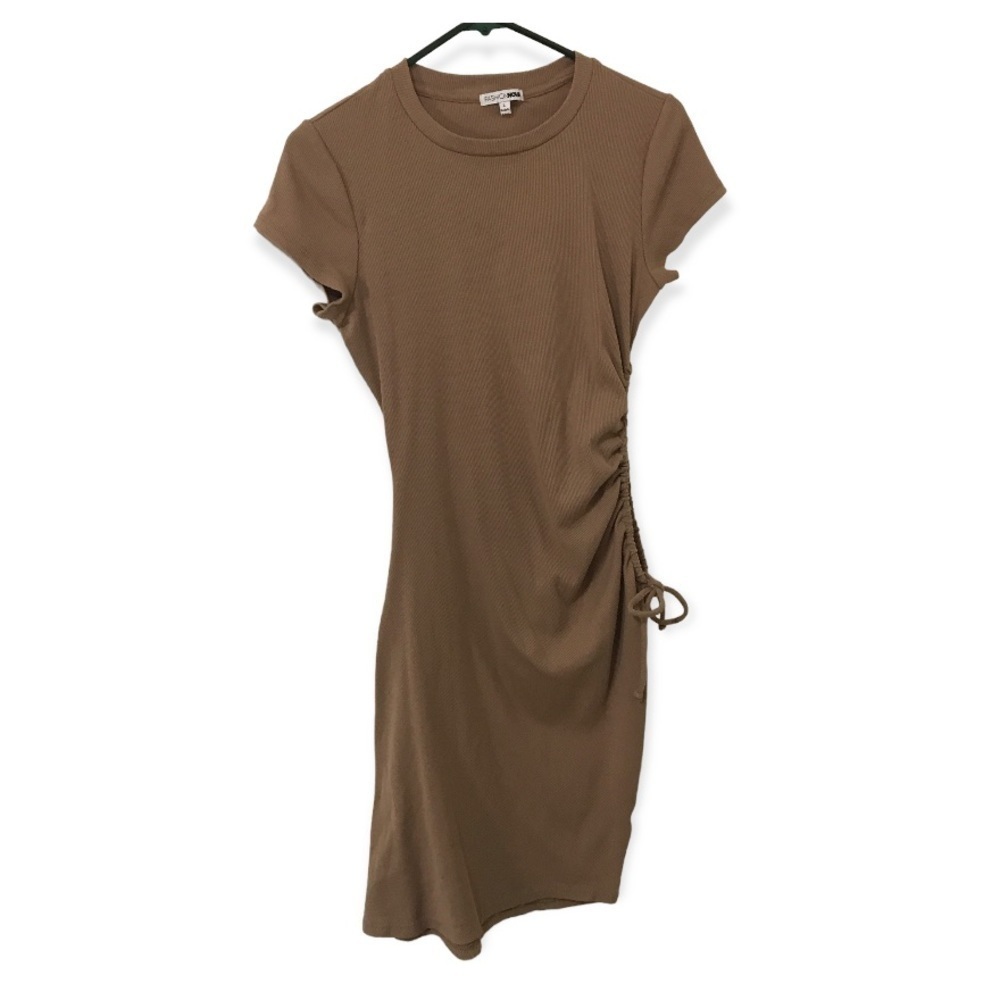 3/$15 Fashion Nova beige ribbed bodycon cutout mini dress - Picture 1 of 10